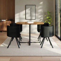 Space Saving Dining Table With 4 Velvet Chairs Set, Dining Room Furniture - thumbnail 6