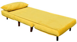 Comfy Living Small Single Sofa Bed Chair Velvet Fabric Chaise Pull Out Yellow - thumbnail 2