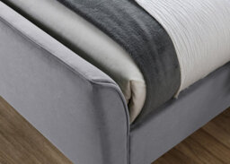Save On Goods UK 4Ft6 Double Grey, Soft Velvet Fabric Upholstered Bed Frame.pleated High Foot End Bedstead - thumbnail 3