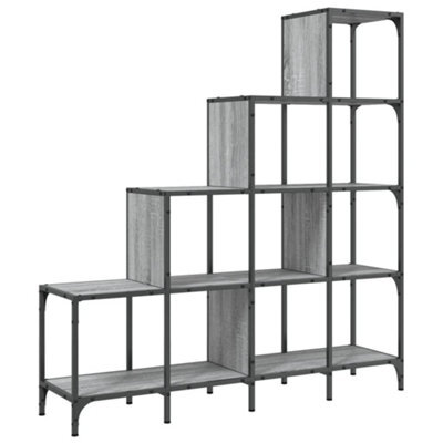 Berkfield Durable Bookcase Grey Sonoma 122X30X132 Cm Engineered Wood And Metal