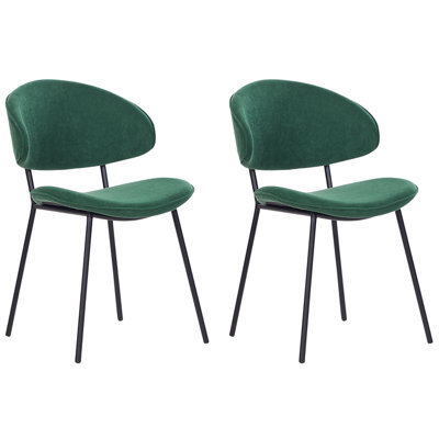 Beliani Set Of 2 Dining Chairs Kiana Fabric Dark Green - image 1