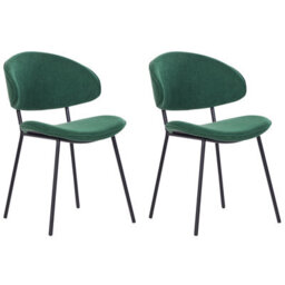 Beliani Set Of 2 Dining Chairs Kiana Fabric Dark Green - thumbnail 1