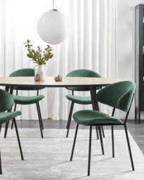 Beliani Set Of 2 Dining Chairs Kiana Fabric Dark Green - thumbnail 2