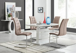 Furniturebox Uk Renato 120Cm High Gloss Extending Dining Table And 4 Cappuccino Murano Chairs - thumbnail 1