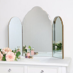 Melody Maison Antique Gold Arched Triple Vanity Mirror 60Cm X 72Cm