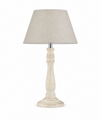 Lighting Supermarket Camden Modern Candlestick Table Lamp With Natural Linen Shade - Cream & Gold - image 1