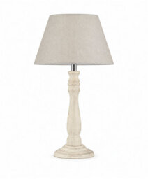Lighting Supermarket Camden Modern Candlestick Table Lamp With Natural Linen Shade - Cream & Gold - thumbnail 1