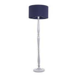 Valuelights Victoria Traditional Grey Wood Candlestick Floor Lamp With Navy Blue Drum Shade - Led Bulb Included - thumbnail 2