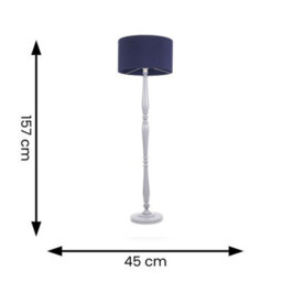 Valuelights Victoria Traditional Grey Wood Candlestick Floor Lamp With Navy Blue Drum Shade - Led Bulb Included - thumbnail 6
