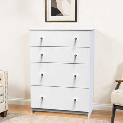 Yarmouth Ready Assembled Matt White No Effect 4 Drawer Deep Chest (H)1067mm (W)740mm (D)390mm - image 1