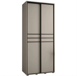 Arte  Compact Cashmere & Black Sliding Door Wardrobe W100Cm H235Cm D60Cm For Space-Saving Storage - thumbnail 1