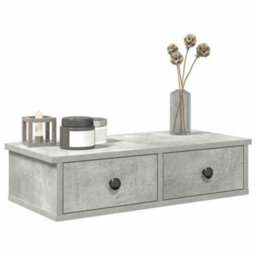Berkfield Wall Shelf With Drawers Concrete Grey 60X25X15 Cm Engineered Wood - thumbnail 1