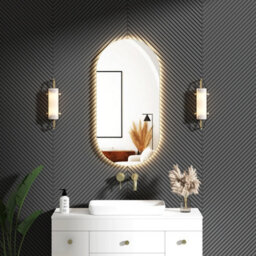 Royal Bathrooms Luton 900 X 450mm Brushed Brass Backlit Led Illuminated Framed Mirror With Demister Pad & Touch Sensor - Capsule - thumbnail 4