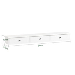 Sobuy Frg43-L-W, Floating Shelf With 3 Drawers - Modern Wall Mounted Shelf For Bedroom, Hallway & Living Room, White - thumbnail 3