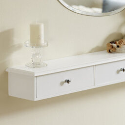 Sobuy Frg43-L-W, Floating Shelf With 3 Drawers - Modern Wall Mounted Shelf For Bedroom, Hallway & Living Room, White - thumbnail 5