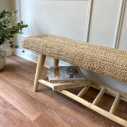 Za Za Homes Wicker Bench Hallway - Wooden End Of Bed Bench 120Cm - Hallway Seating - thumbnail 4