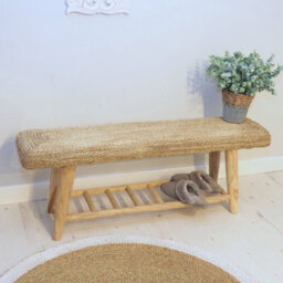Za Za Homes Wicker Bench Hallway - Wooden End Of Bed Bench 120Cm - Hallway Seating - thumbnail 5
