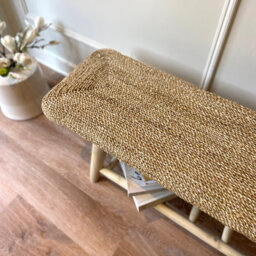 Za Za Homes Wicker Bench Hallway - Wooden End Of Bed Bench 120Cm - Hallway Seating - thumbnail 2