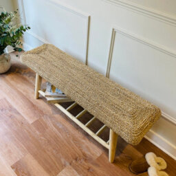 Za Za Homes Wicker Bench Hallway - Wooden End Of Bed Bench 120Cm - Hallway Seating - thumbnail 3