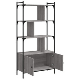 Vidaxl Bookcase With Doors Grey Sonoma 76.5X30X154.5 Cm Engineered Wood - thumbnail 4