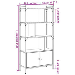 Vidaxl Bookcase With Doors Grey Sonoma 76.5X30X154.5 Cm Engineered Wood - thumbnail 3