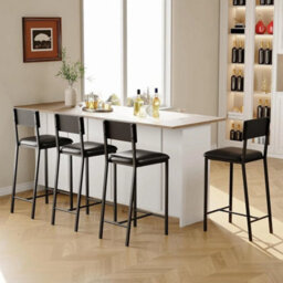 4 Upholstered Chairs Dining Chair Kitchen Counter Height Chair W/ Backrest & Padded Seat - thumbnail 5
