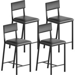 4 Upholstered Chairs Dining Chair Kitchen Counter Height Chair W/ Backrest & Padded Seat - thumbnail 1