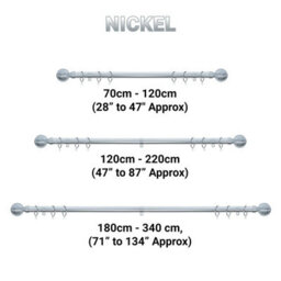 A.unique Home Etched Ball Metal Extendable Curtain Pole With Rings And Fittings (25/28mm) - Nickel, 120Cm - 220Cm  Approx - thumbnail 6