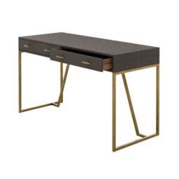 Wyld Haus Fortaleza Brown Shagreen And Brass Two Drawer Desk - thumbnail 4