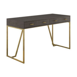 Wyld Haus Fortaleza Brown Shagreen And Brass Two Drawer Desk - thumbnail 3