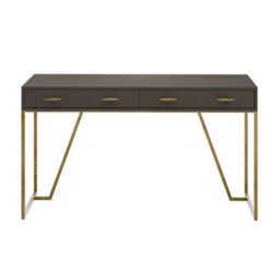 Wyld Haus Fortaleza Brown Shagreen And Brass Two Drawer Desk - thumbnail 2