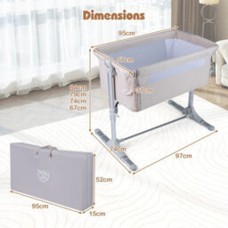 Gainoom Baby Bassinet Crib Bedside Sleeper W/ Carry Bag 2 Safety Straps Included Portable Baby Crib For Newborns Beige - thumbnail 2