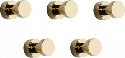 Wall Hook, Towel Hook For Bathroom, Kitchen, Door, Wardrobe Closet, 5 Pack, Brass (Gold) - image 1