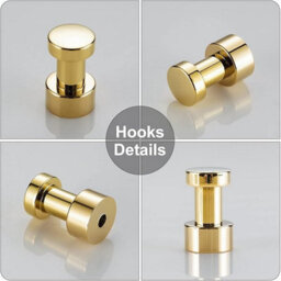 Wall Hook, Towel Hook For Bathroom, Kitchen, Door, Wardrobe Closet, 5 Pack, Brass (Gold) - thumbnail 5