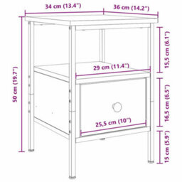Berkfield Bedside Cabinet Black Oak 34X36X50 Cm Engineered Wood And Steel - thumbnail 9