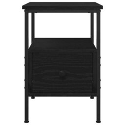 Berkfield Bedside Cabinet Black Oak 34X36X50 Cm Engineered Wood And Steel - thumbnail 6
