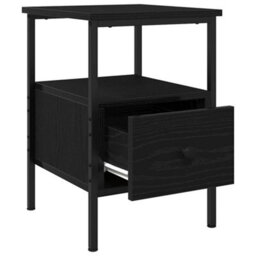 Berkfield Bedside Cabinet Black Oak 34X36X50 Cm Engineered Wood And Steel - thumbnail 5