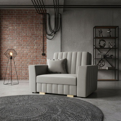Viva Glam I Upholstered Sofa Bed For Living Room With Storage Chipboard Frame Wooden Slats 115X98X85Cm Grey - image 1