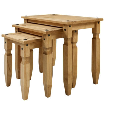 Nest Of Tables Piccolo Mexican Solid Pine Side End By - image 1
