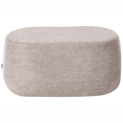 Wyld And Coco Taupe Fabric Upholstered Oval Bench Stool Pouffe, W100 X D60 X H44Cm - image 1