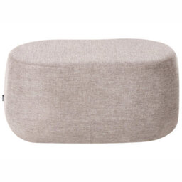 Wyld And Coco Taupe Fabric Upholstered Oval Bench Stool Pouffe, W100 X D60 X H44Cm - thumbnail 1
