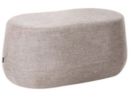 Wyld And Coco Taupe Fabric Upholstered Oval Bench Stool Pouffe, W100 X D60 X H44Cm - thumbnail 3