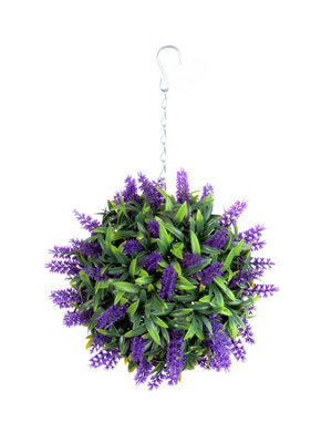 Best Artificial 24Cm Purple Lush Lavender Hanging Basket Flower Topiary Ball - Suitable For Outdoor Use - Weather & Fade Resistant - image 1
