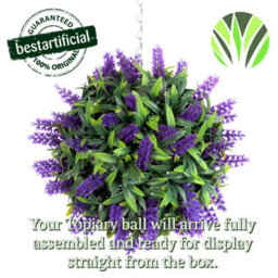 Best Artificial 24Cm Purple Lush Lavender Hanging Basket Flower Topiary Ball - Suitable For Outdoor Use - Weather & Fade Resistant - thumbnail 6