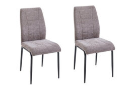 Aspect Furniture Set Of 2 Anna Upholstered Dining Chairs Black Legs,light Brown Fabric - thumbnail 3
