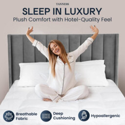 Tanness Super King Size Mattress Topper - 180 X 200 X 10Cm - Soft Quilted Microfibre - Breathable Topper With Elastic Straps - thumbnail 2