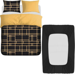 Pamposh 4 Pcs King Size Duvet Cover Sets With Matching Black King Size Fitted Sheets Premium Microfibre Reversible Bedding Set