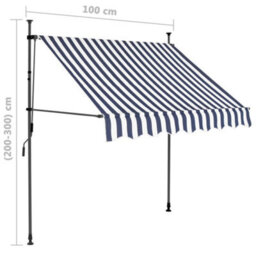 Berkfield Manual Retractable Awning With Led 100 Cm Blue And White - thumbnail 8