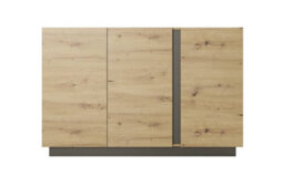 Arte Arco Contemporary Sideboard Cabinet 3 Hinged Doors 2 Shelves Oak Artisan Effect & Graphite (H)910mm (W)1380mm (D)400mm - thumbnail 3