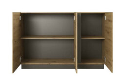 Arte Arco Contemporary Sideboard Cabinet 3 Hinged Doors 2 Shelves Oak Artisan Effect & Graphite (H)910mm (W)1380mm (D)400mm - thumbnail 2